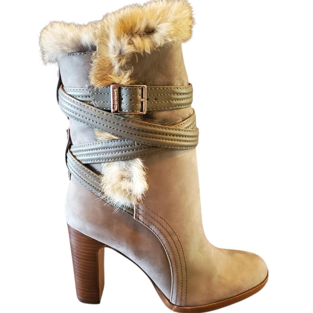 Louise et Cie Fur Lo-Ynez Grey Dove Nubuck Heeled Boots BNIB🕊✨
